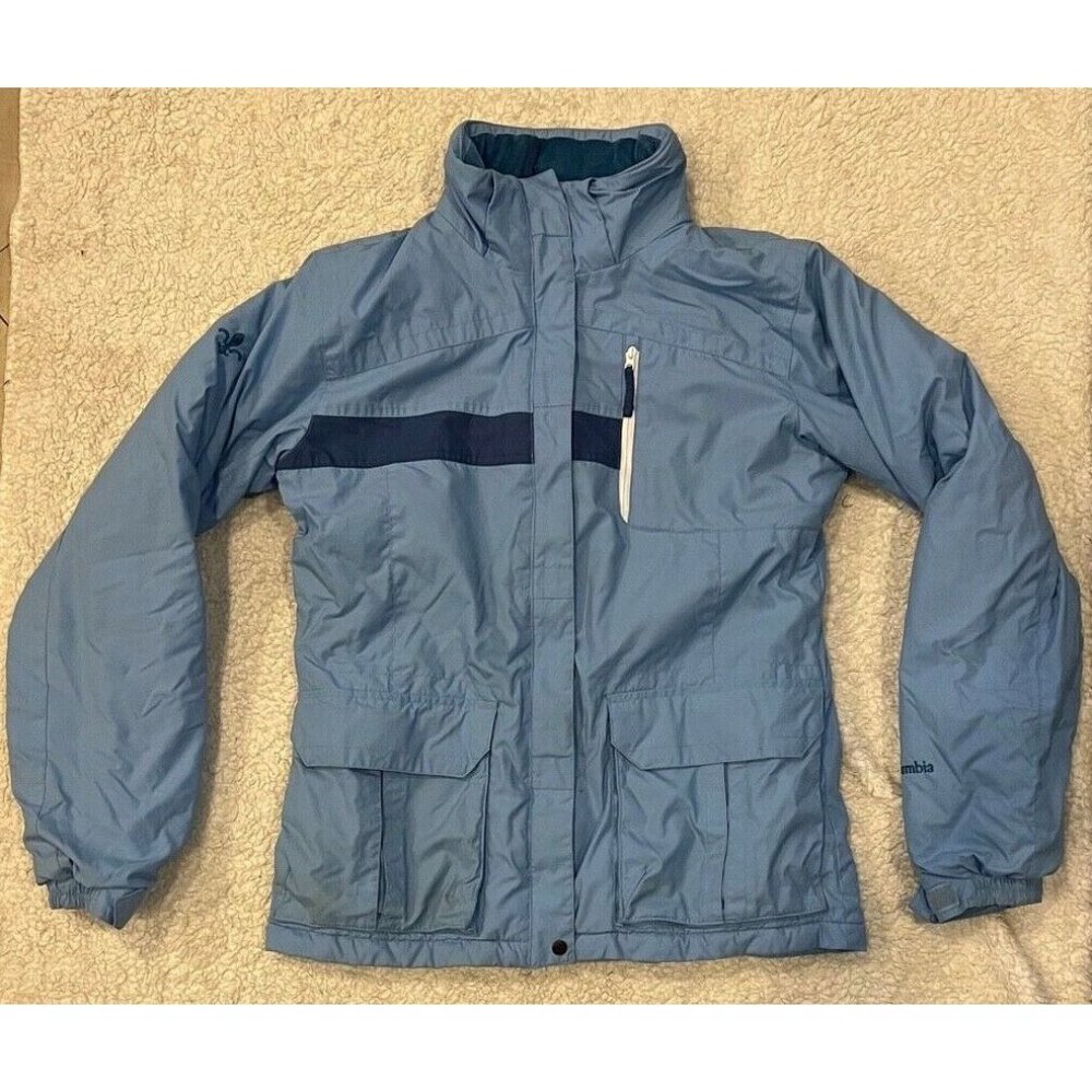Columbia Zip-Up Coat Jacket Youth Size 18-20 Blue & White